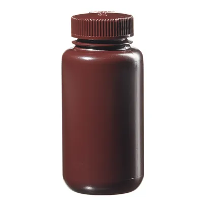 Nalgene BTL AMBR W/M HDPE, 8 oz (250 ml) Amber Wide-Mouth Bottle, HDPE, Amber PP Screw Cap, 250 ml, Part No. 2106-0008 - Image 2
