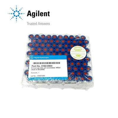 Agilent Autosampler Vials for HPLC & GC 2 mL Screw Top Vials & Screw Caps,PTFE/red silicone,Blue,100/Pk, Part No. 5182-0864 - Image 1